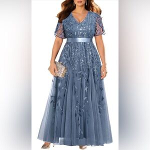 Pinup Fashion Plus Size Formal Evening Gowns Wedding Sequin EmbroideryProm Dress